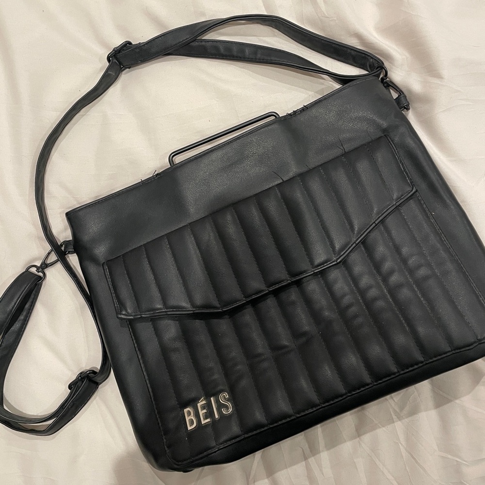 BEIS Black Quilted Laptop Bag